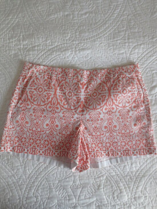Elle Pants - Boho Chic Coral & White Cotton Shorts
